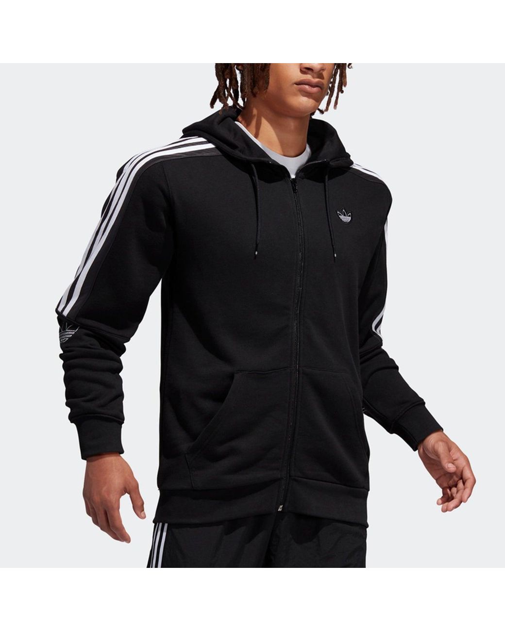 Adidas Black Originals Logo Printing Casual Hooded Jacket for men