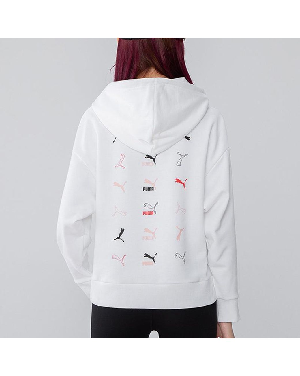 PUMA White (Wmns) Classics Logo Graphics Hoodie