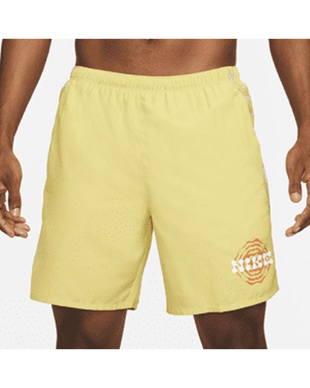 Nike Yellow Dri-Fit Solid Color Quick Dry Breathable Back Pocket Running Shorts for men