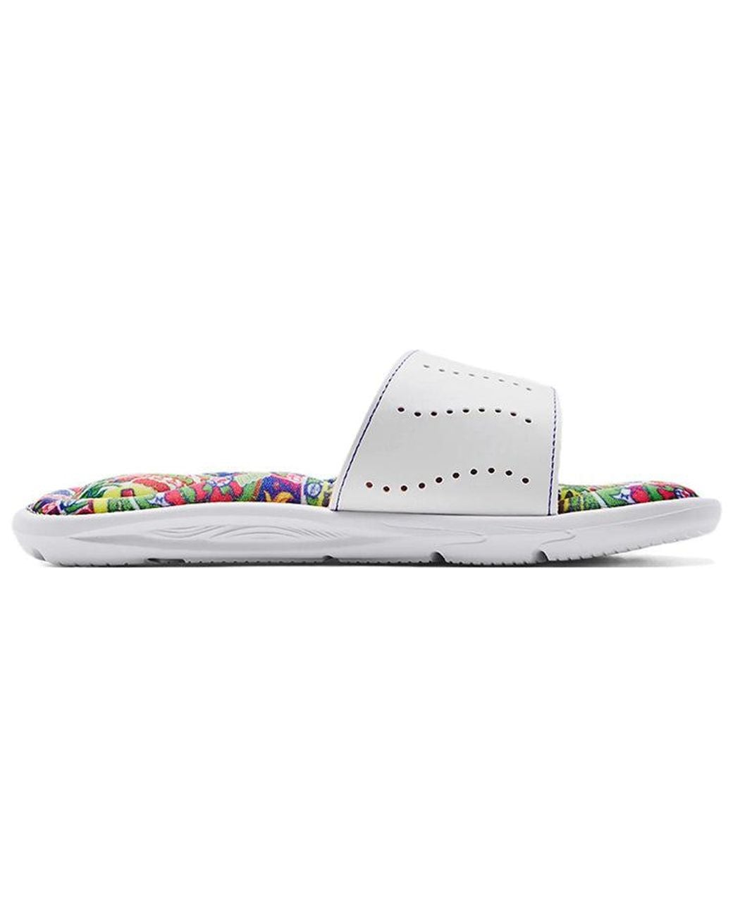 Under Armour White (Wmns) Ignite 6 Graphic Footbed Slide Blitz'