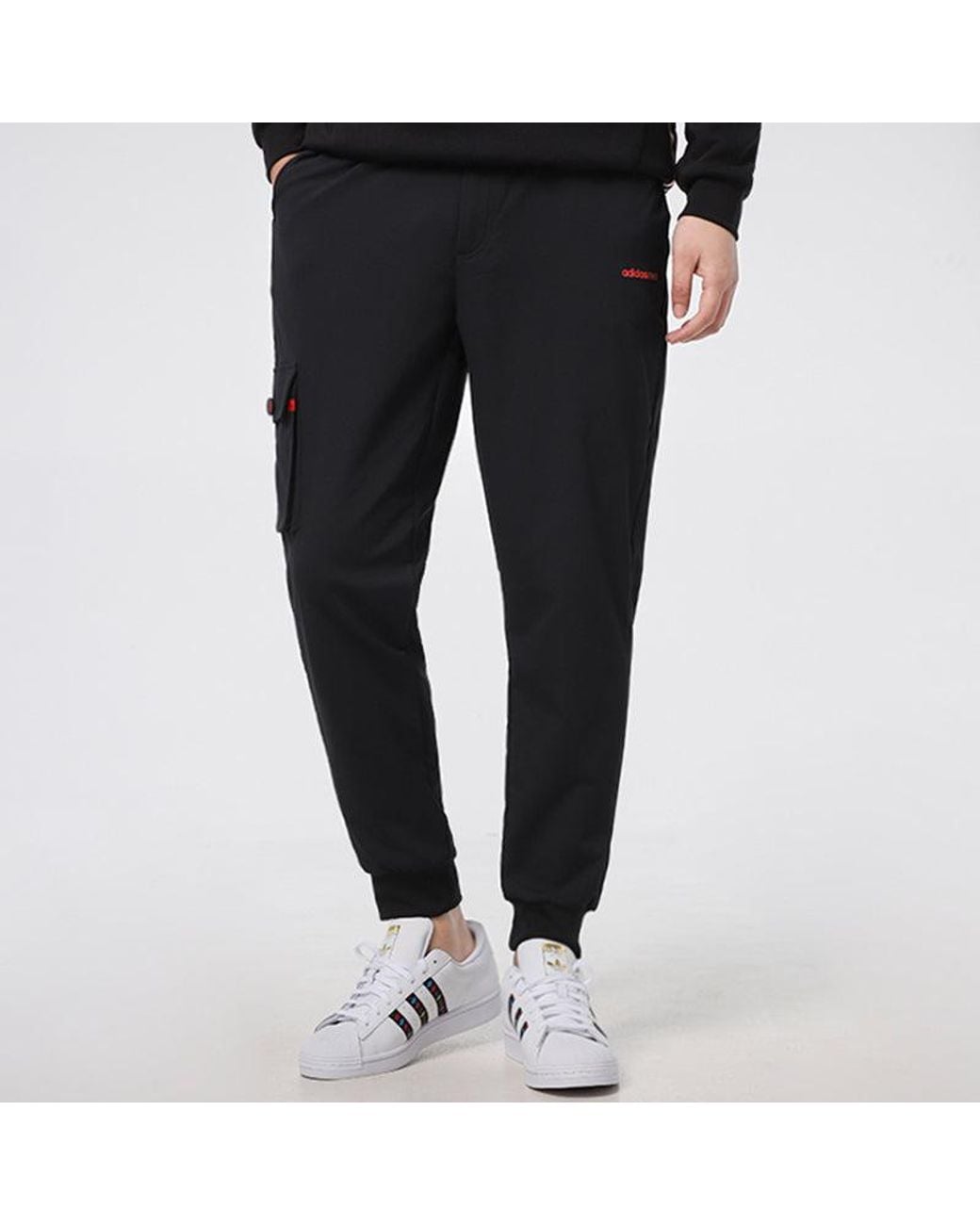 Adidas Black Neo Running Training Cozy Breathable Casual Woven Sports Pants for men