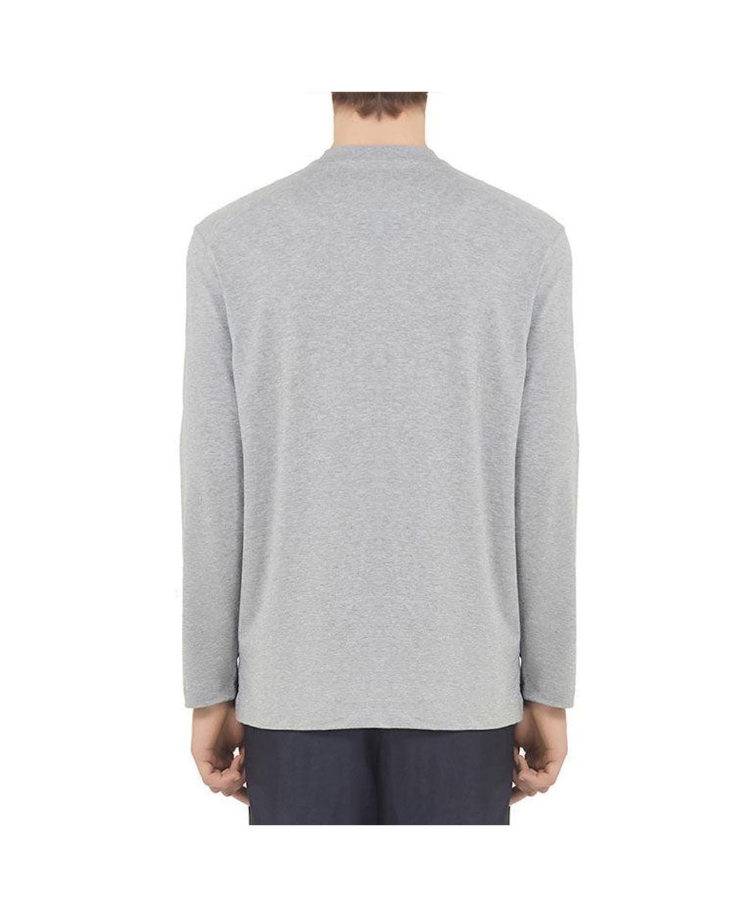 Adidas Gray Y-3 Logo Pattern Micro Mark Casual Long Sleeves Round Neck T-Shirt for men