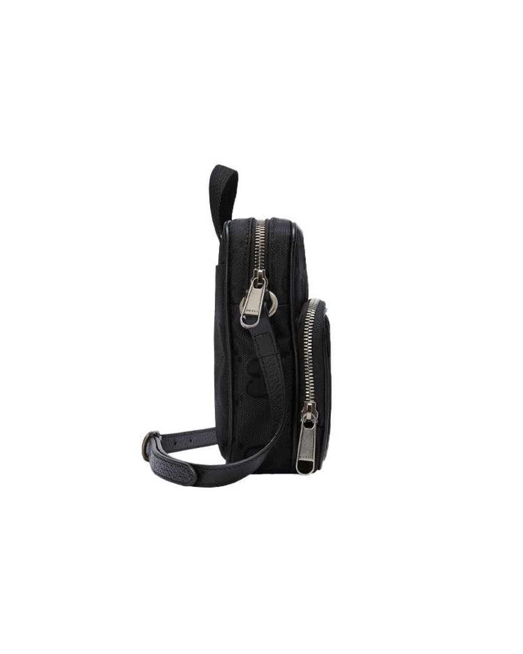Gucci Black Off The Grid Otg Environmental Friendly Series Logo Leather Logo Nylon Handbag Mini for men