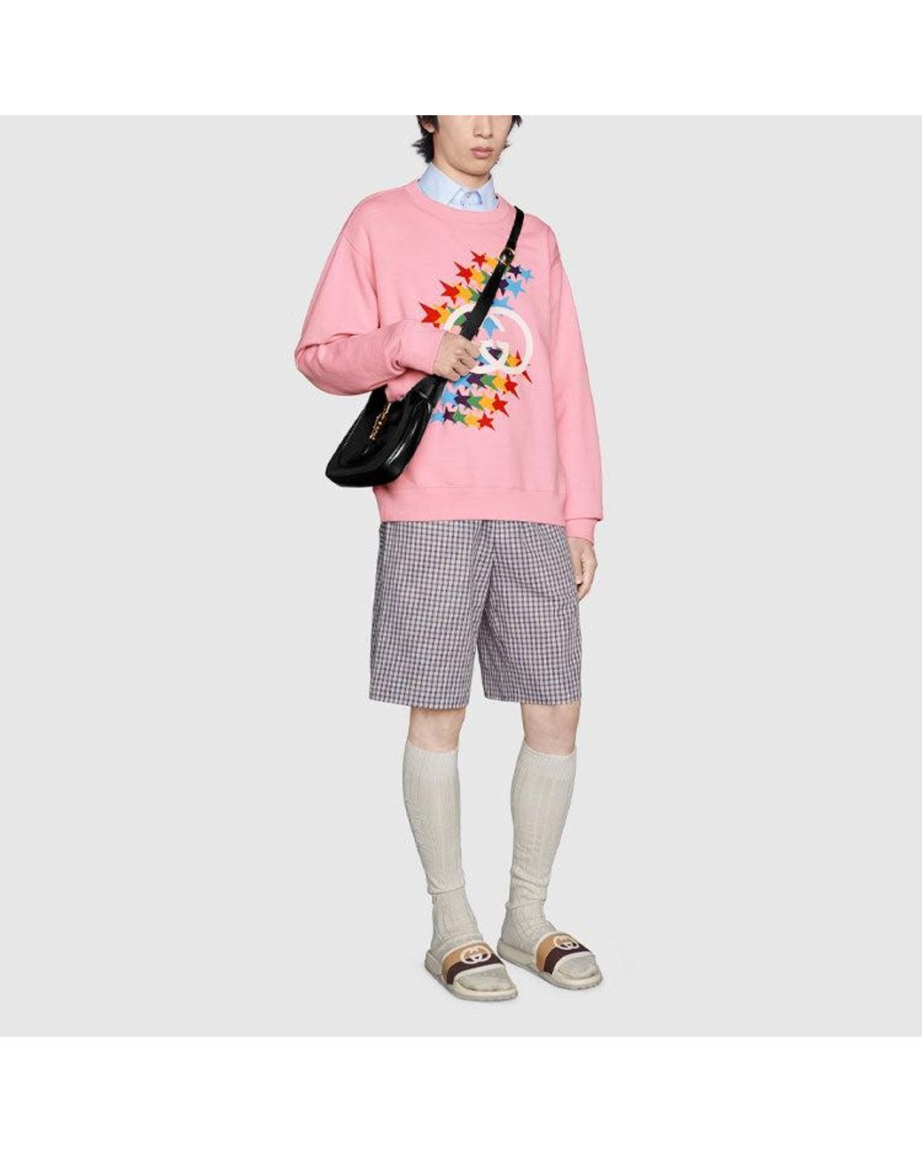 Gucci Pink Fw21 Stars Crewneck Sweatshirt for men
