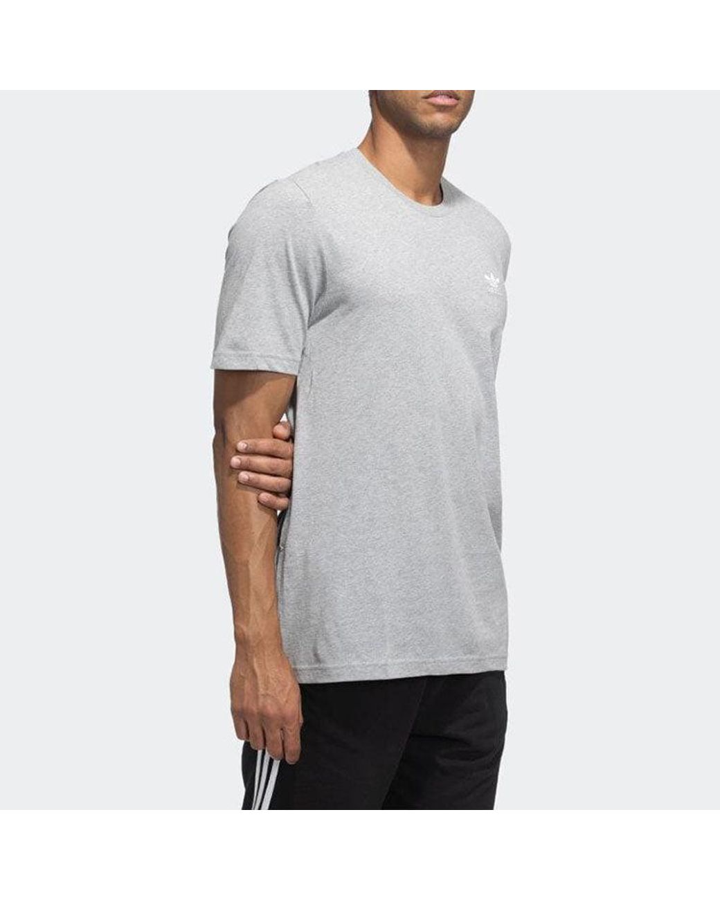 Adidas Gray Originals Adicolor Essentials Solid Color Casual Round Neck Short Sleeve T-Shirt Gn3414 for men