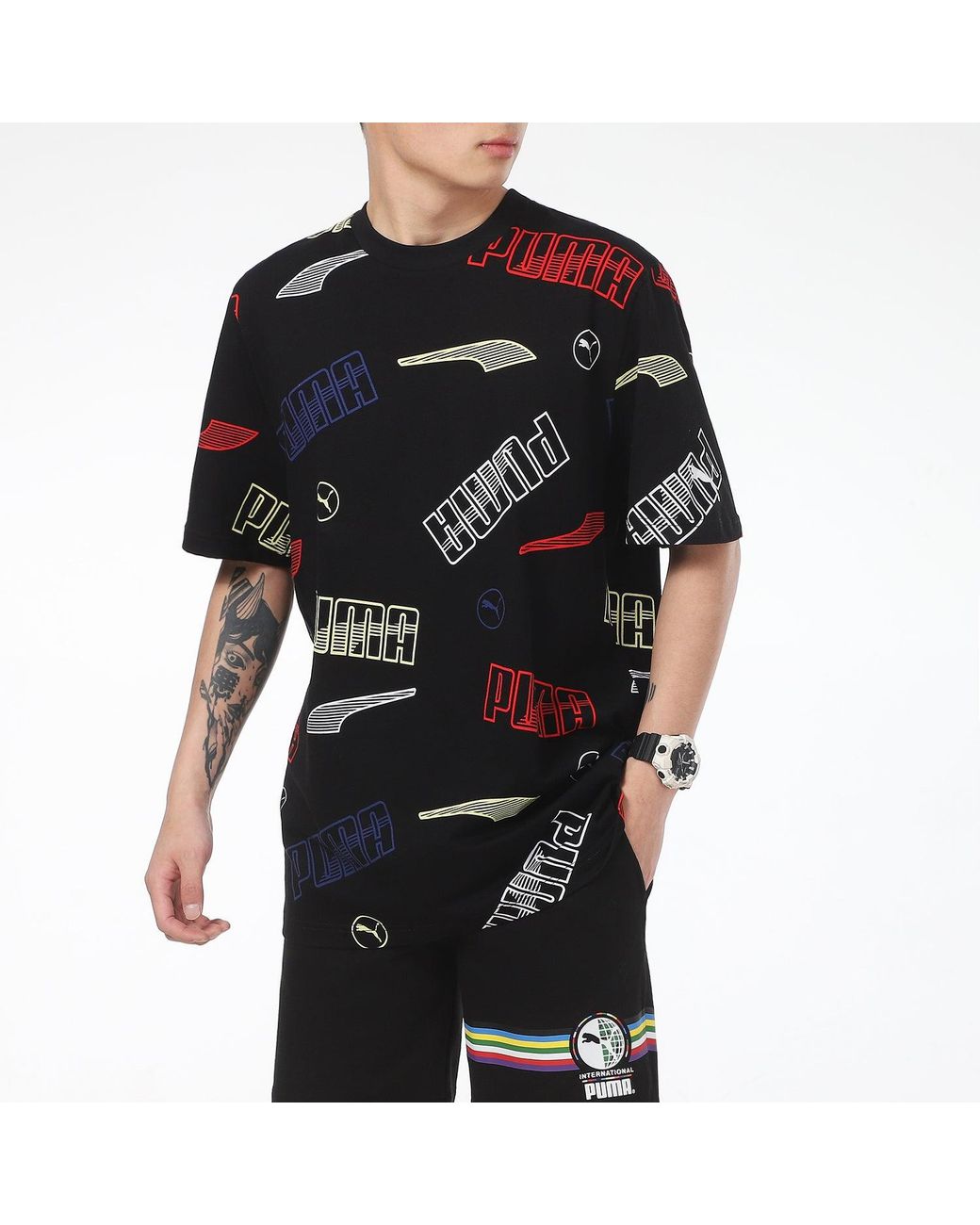 PUMA Black Solid Regular Fit T-Shirt for men