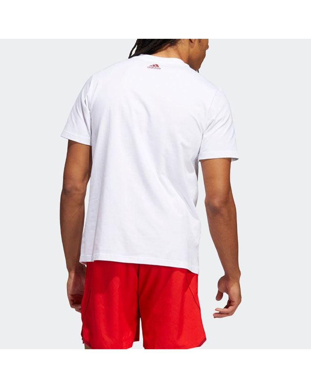 Adidas White Basketball Series Spida Logo Printing Sports Short Sleeve T-Shirt for men