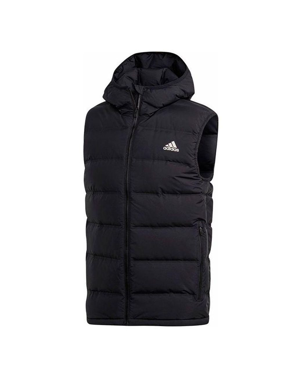 Adidas Blue Helionic Hooded Down Vest for men