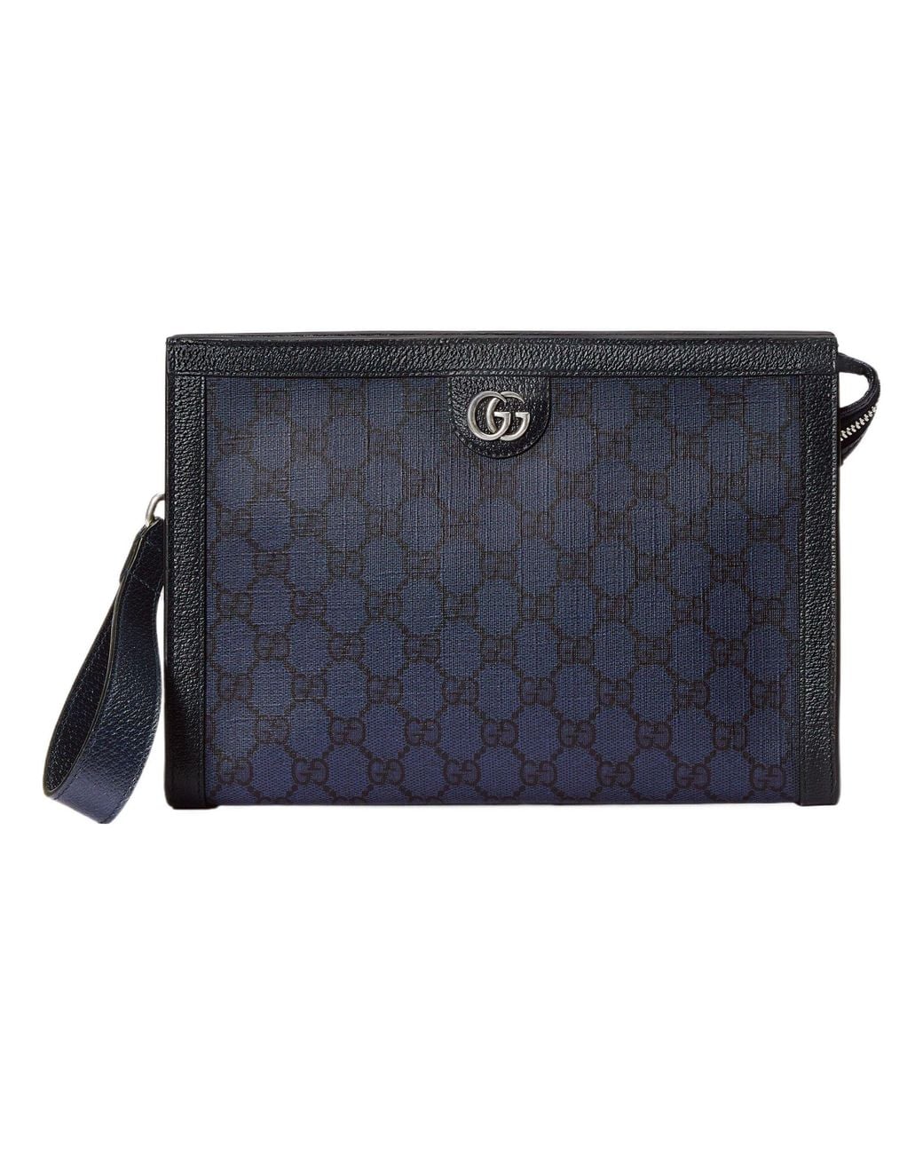 Gucci Blue Ophidia Gg Supreme Canvas Pouch 'Dark' for men