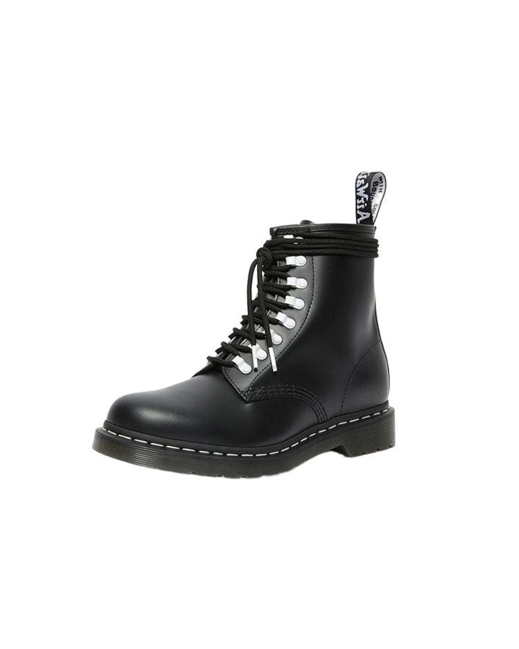 Dr. Martens Black 1460 Contrast Hardware Leather Lace Up Boots