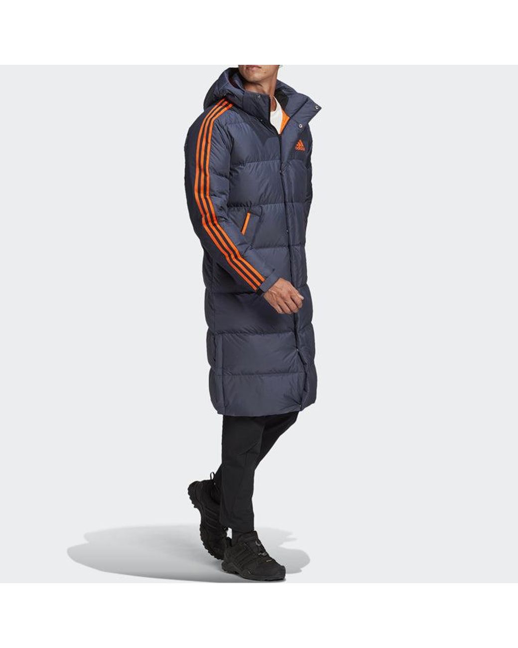 Adidas Blue 3St Long Coat Outdoor Sports Detachable Hooded Down Jacket for men
