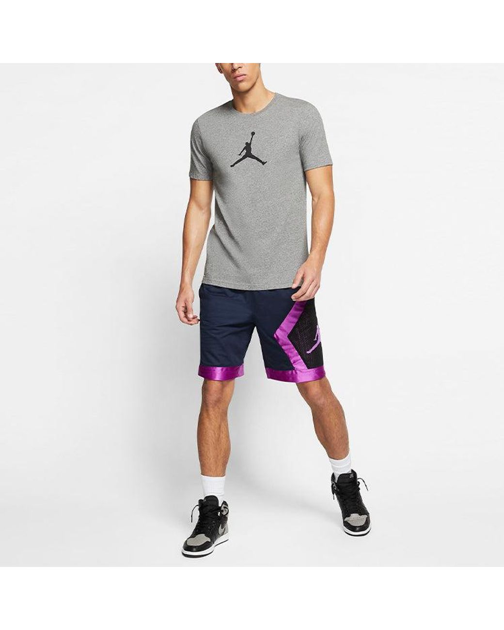 Nike Blue Jumpman Diamond Quick Dry Mesh Splicing Basketball Shorts for men