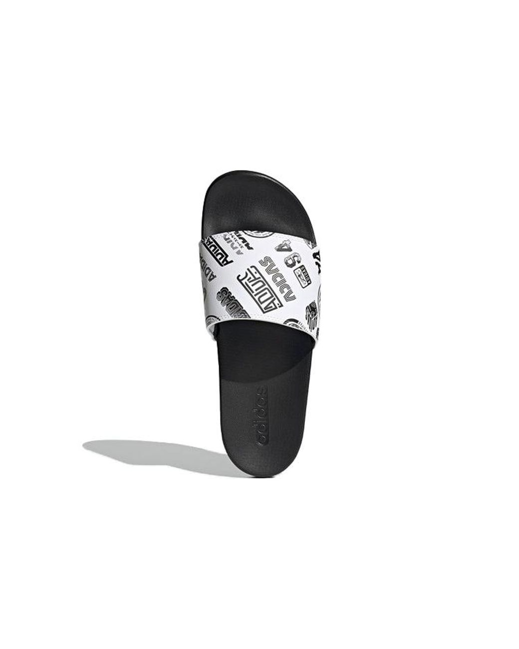 Adidas Black Adilette Comfort Slide 'All Over Logos for men