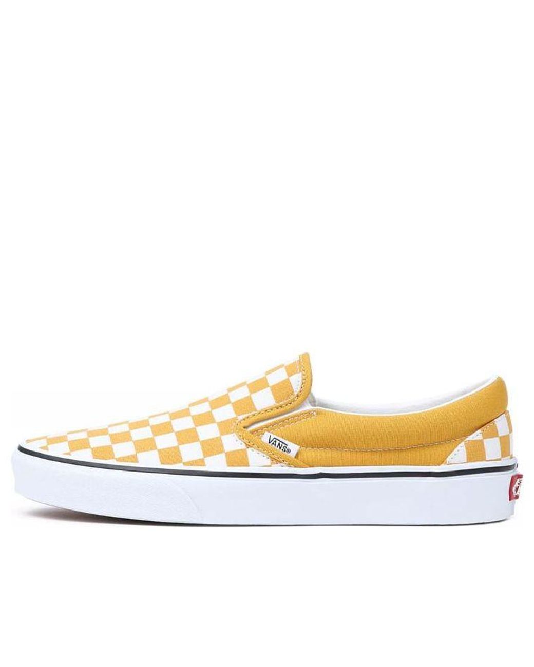 Vans Classic Checkerboard White & Yellow Slip-On Shoes