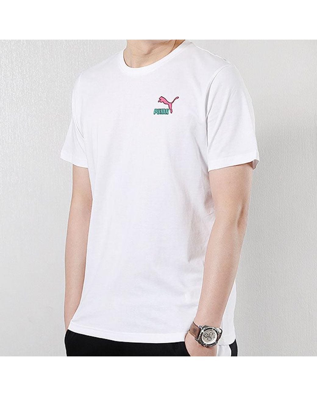 PUMA White Back Large Logo Loose Short Sleeve for men