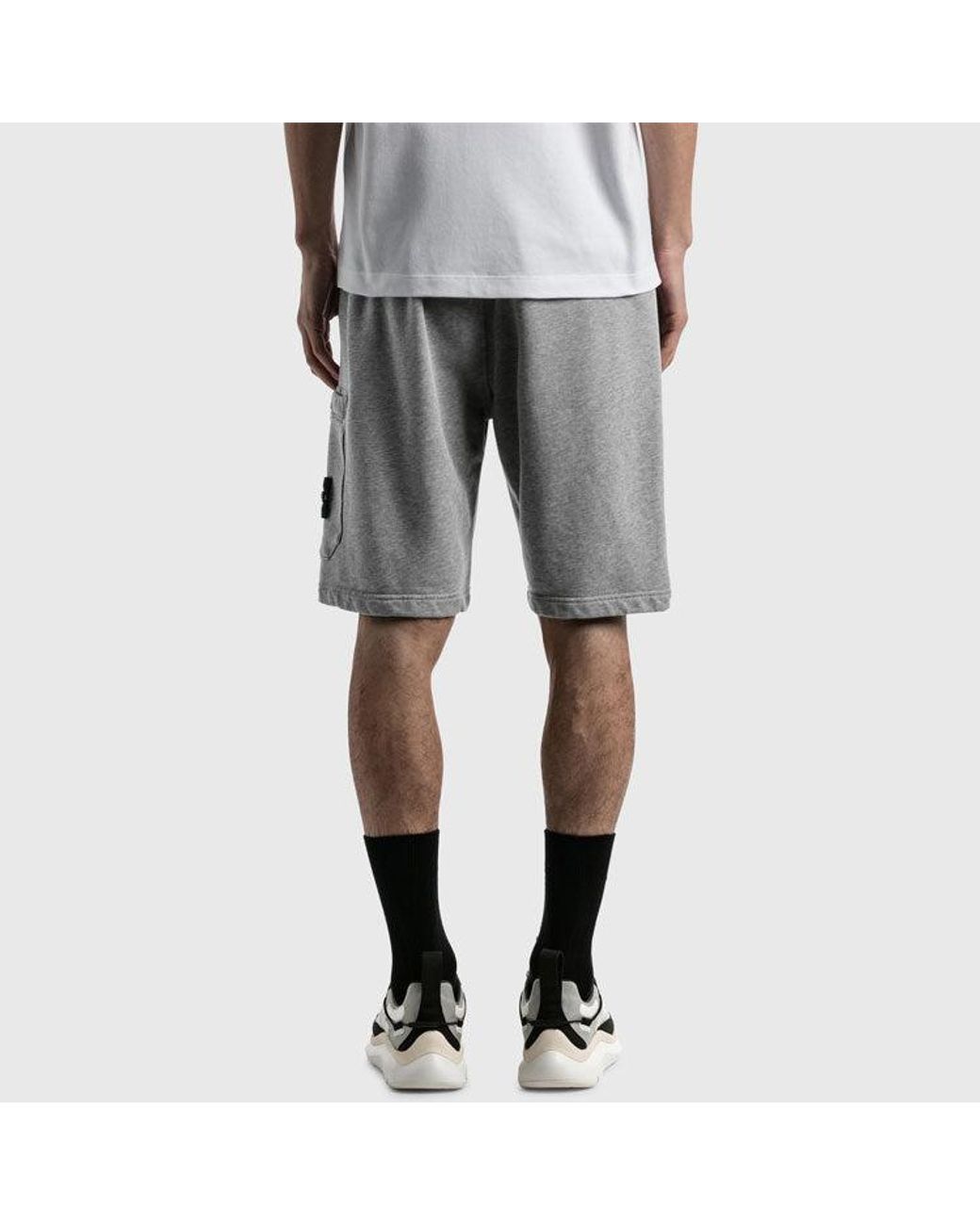 Stone Island Gray Bermuda Cargo Shorts 'Melange' for men