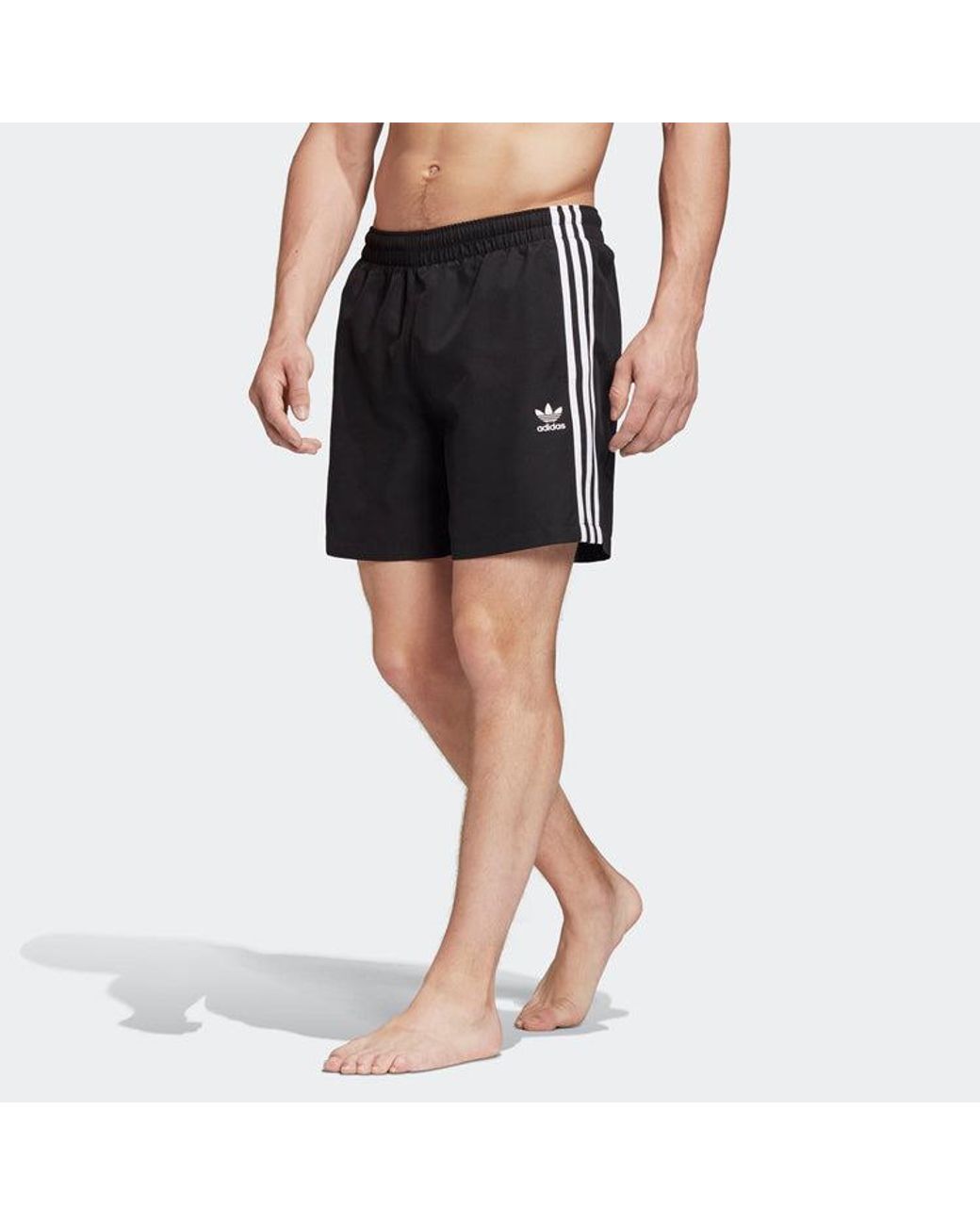 Adidas Black Originals Stripe Woven Sports Shorts for men