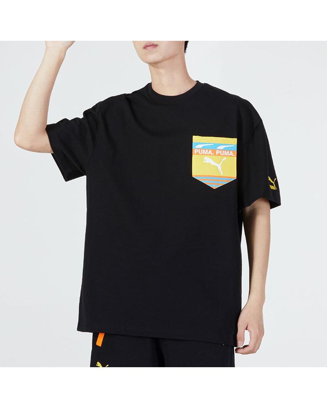 PUMA Black Boxy Pocket Logo Tee for men