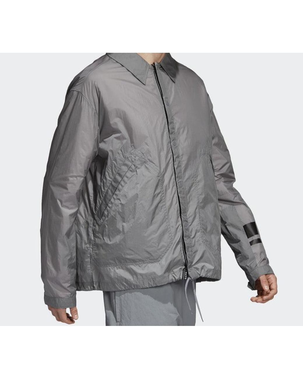 Adidas Gray Originals Nmd Webbing Logo Coach Jacket for men