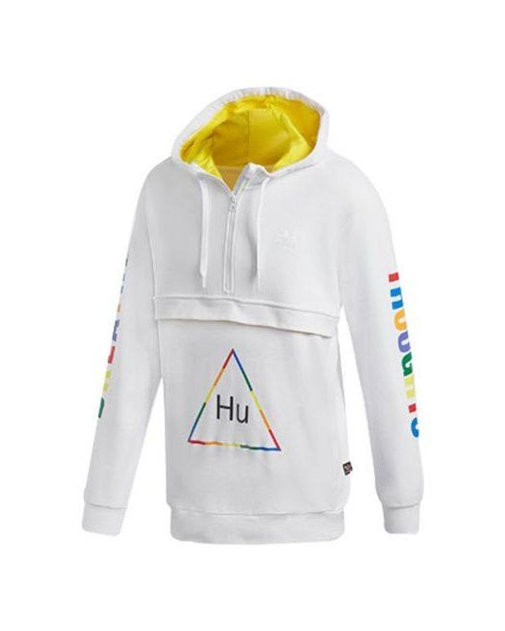 Adidas White Originals X Crossover Printing Half Zipper Hooded Casual Sports for men