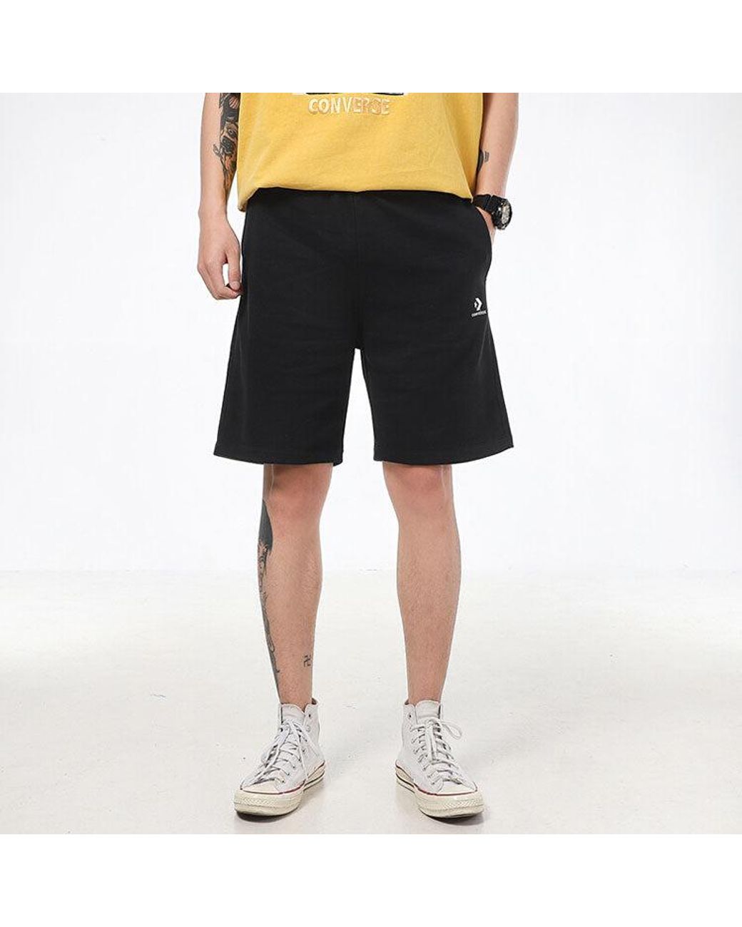 Converse Black Embroidered Star Chevron Short Ft for men