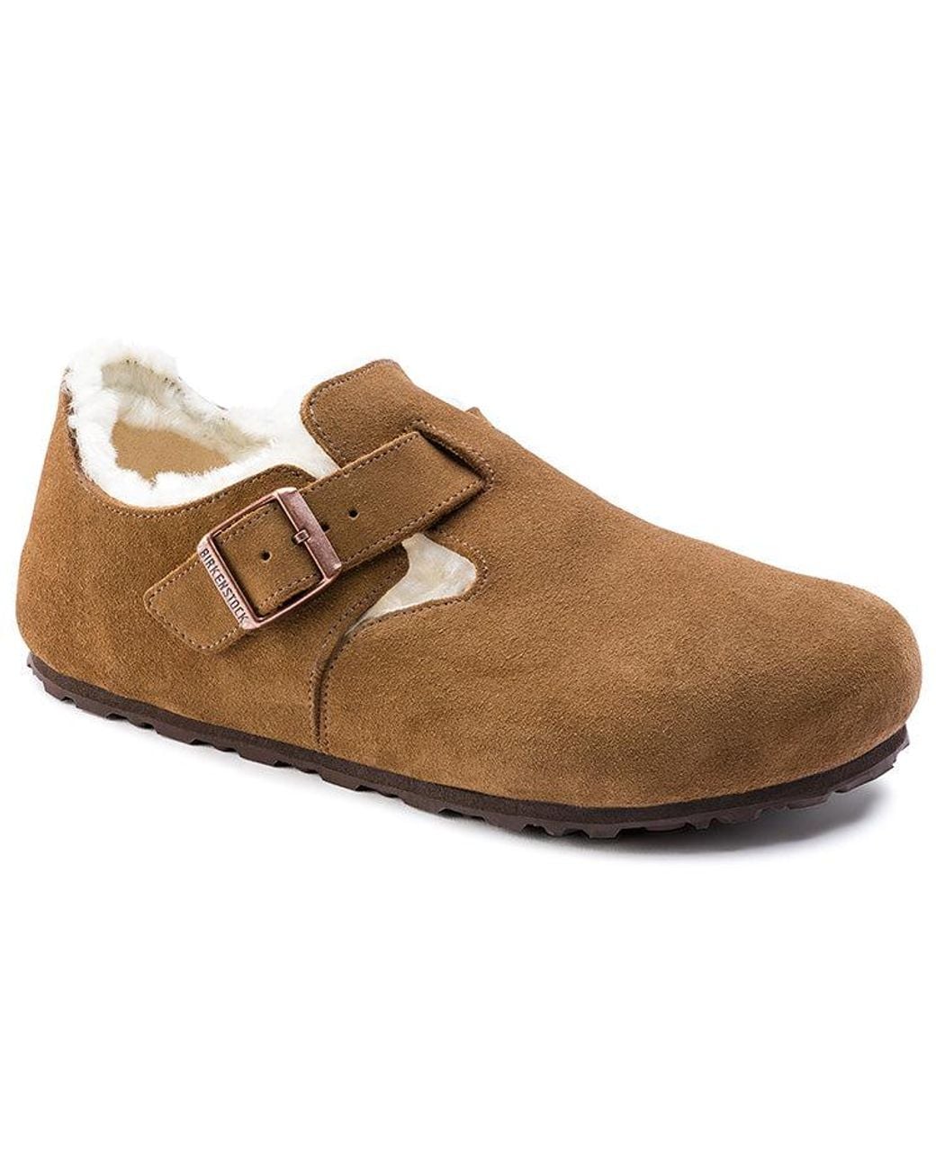 Birkenstock Brown London Shearling Suede Leather Narrow Fit 1014963 for men