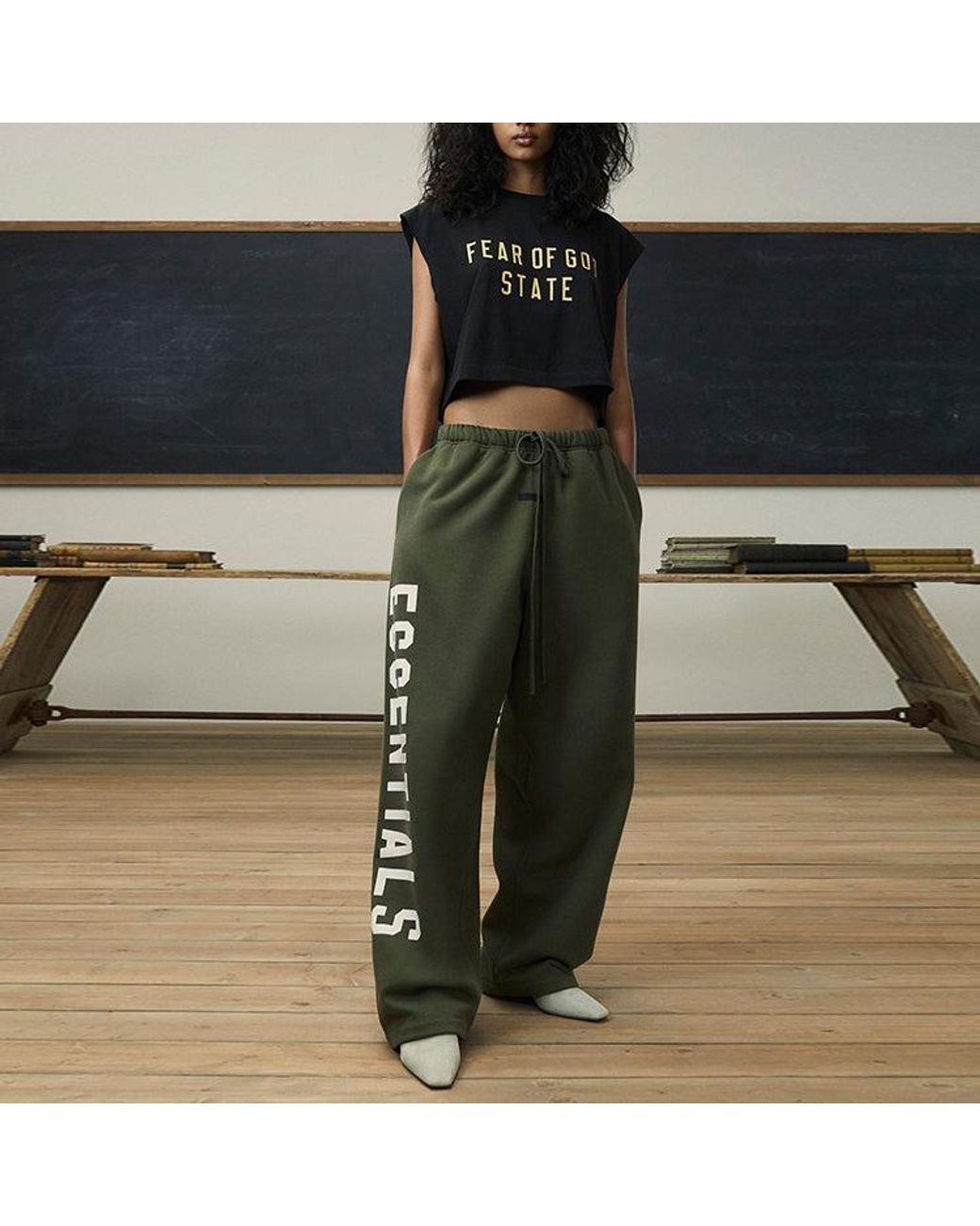 Fear Of God Green Fall24 Back To School Fleece Relaxed Sweatpant for men