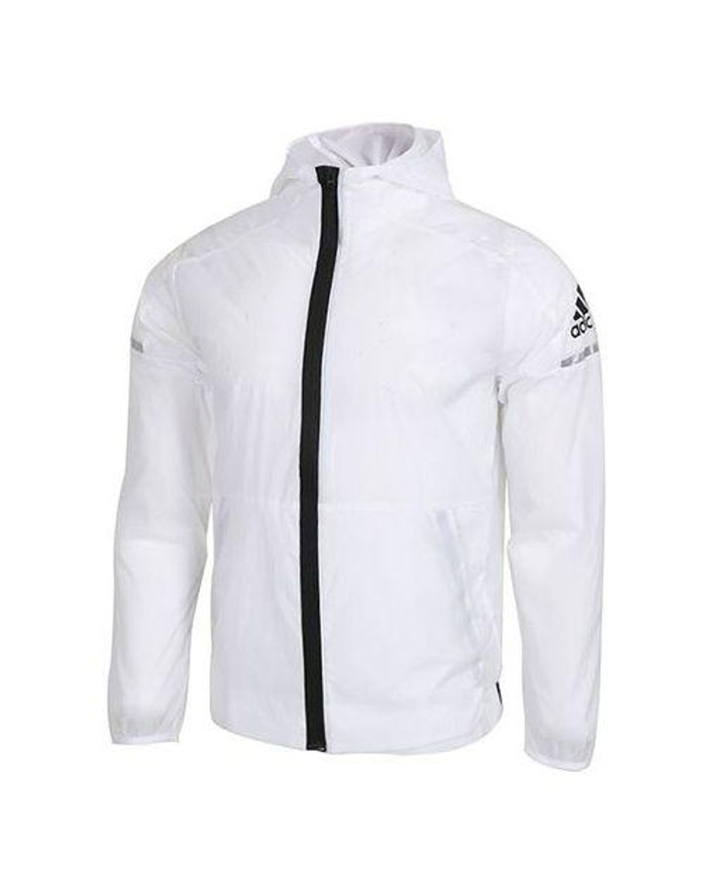 Adidas Blue Wb Light Logo Printing Woven Sports Hooded Jacket for men