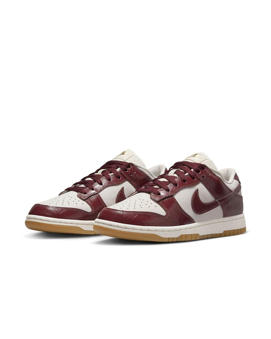 Nike Brown Dunk Low Croc-Effect Leather-And Suede Sneakers