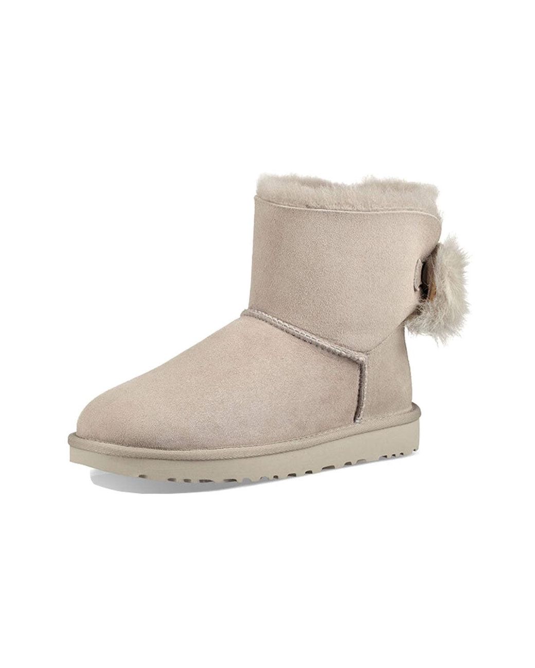 Ugg Gray Fluff Bow Mini Fleece Lined Light