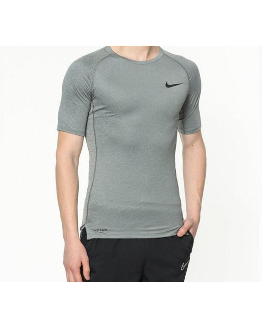 Nike Gray Pro Training Tight Short Sleeve for men