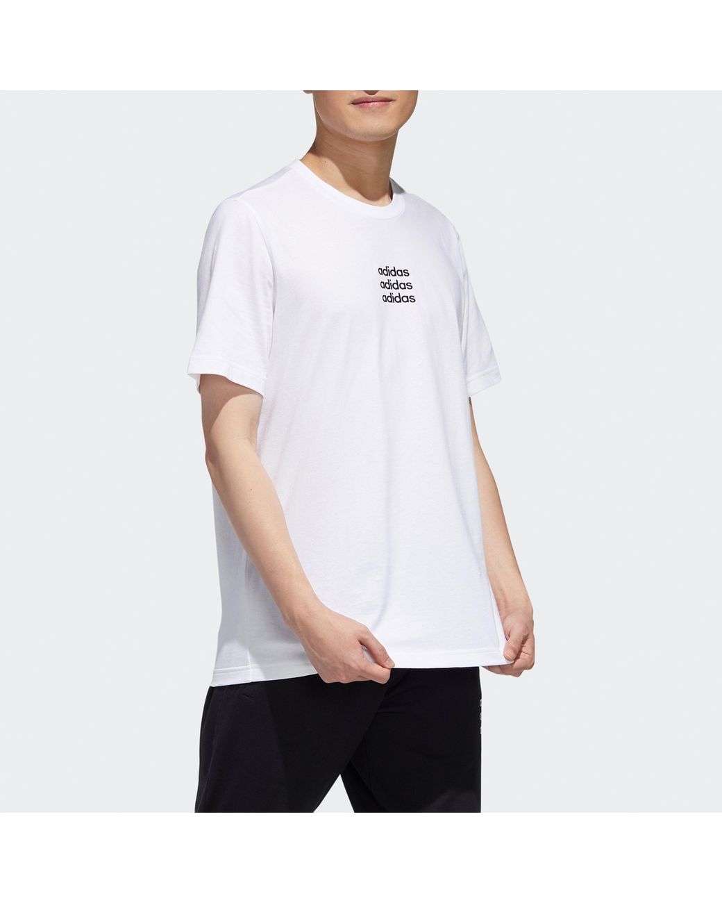 Adidas White Neo M Ctee Casual Round Neck Short Sleeve for men