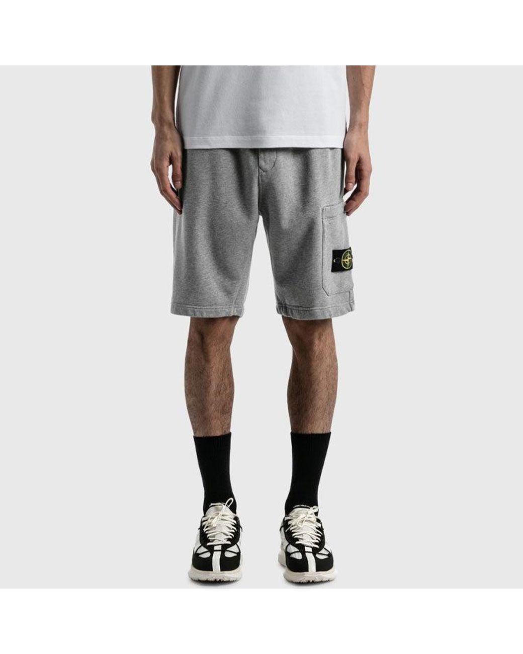 Stone Island Gray Bermuda Cargo Shorts 'Melange' for men