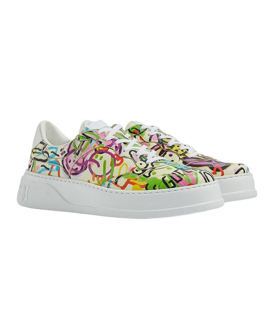Gucci White (Wmns) Chunky B Gg Graffiti Print Sneakers Multi'