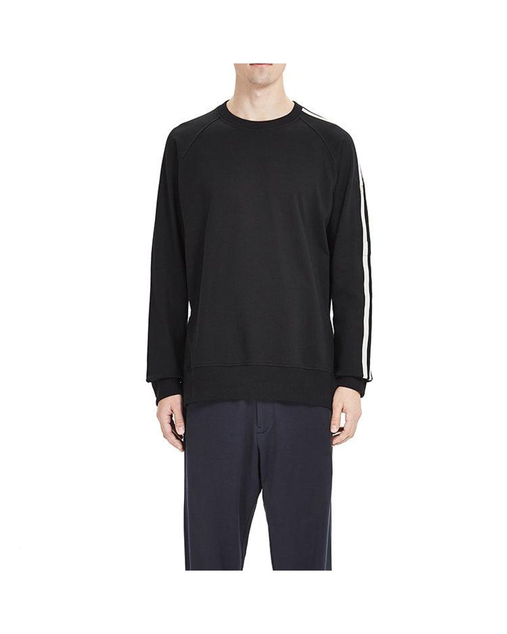 Adidas Black Y-3 3-Stripes French Terry Crew Sweatshirt for men