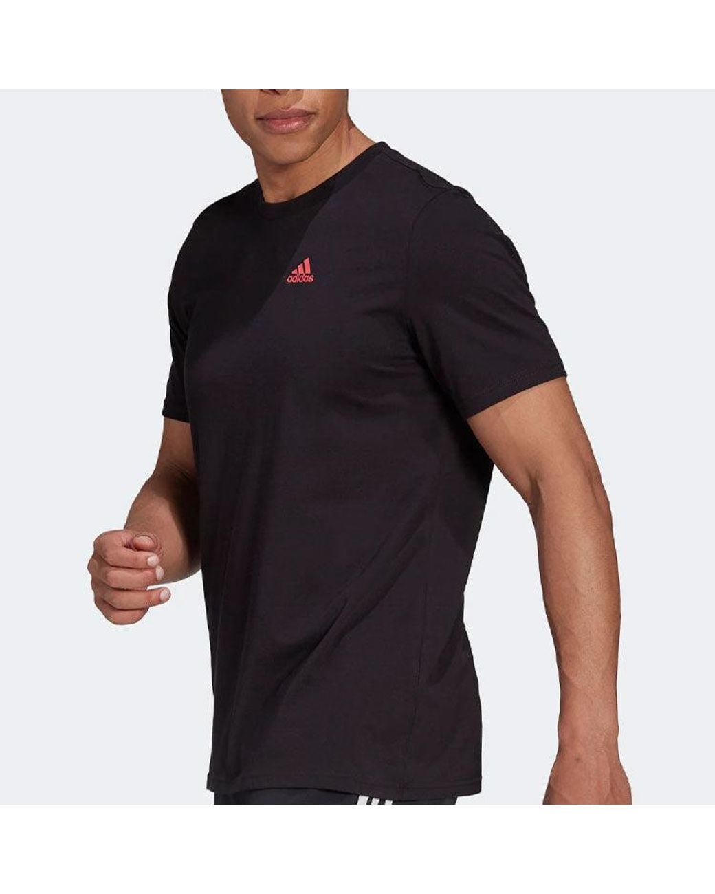 Adidas Black Solid Color Logo Round Neck Short Sleeve for men