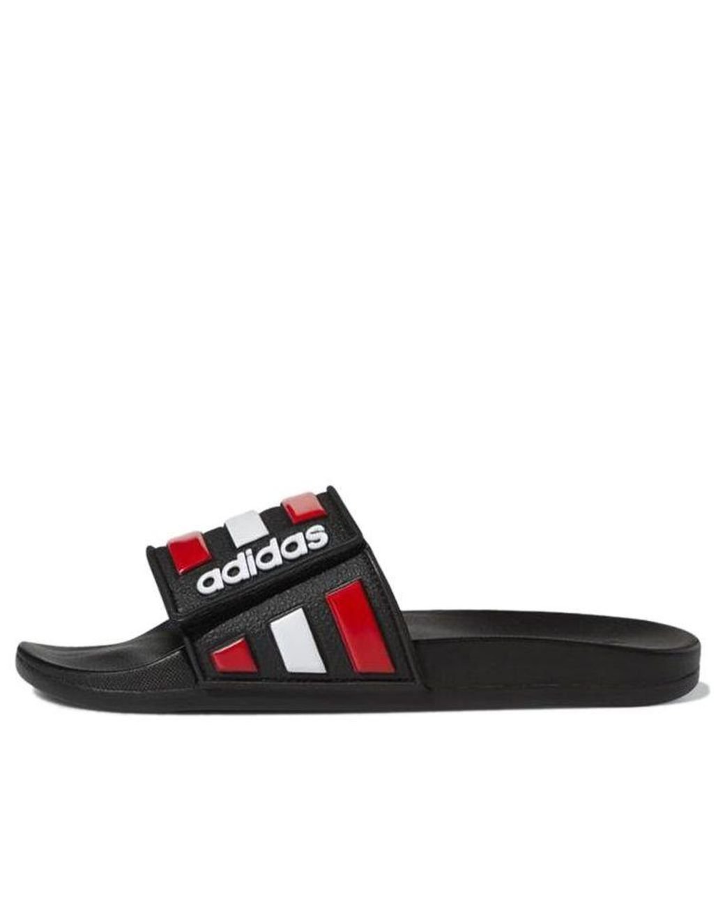 adidas Adilette Comfort Outdoor Flat Heel Sports Slippers Black Red White  for Men | Lyst