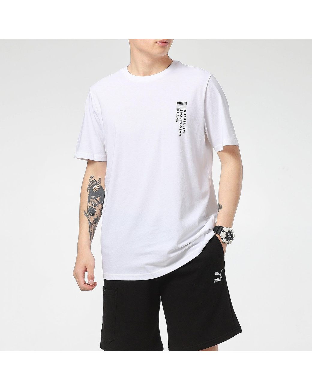 PUMA White Casual Graphic T-Shirts for men