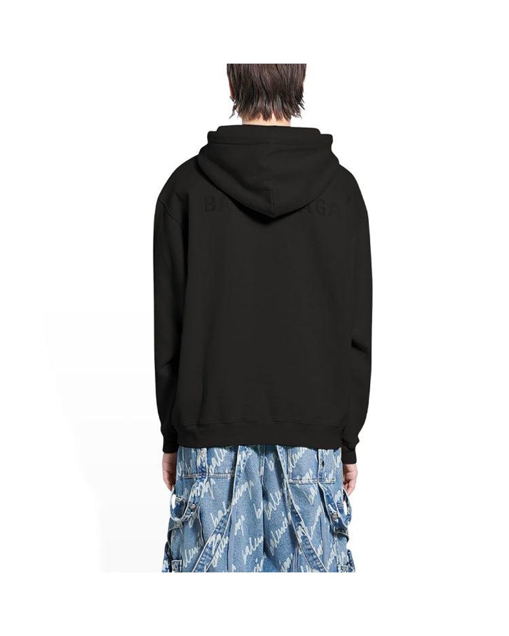 Balenciaga Black Logo Hoodie Medium Fit 'Washed' for men