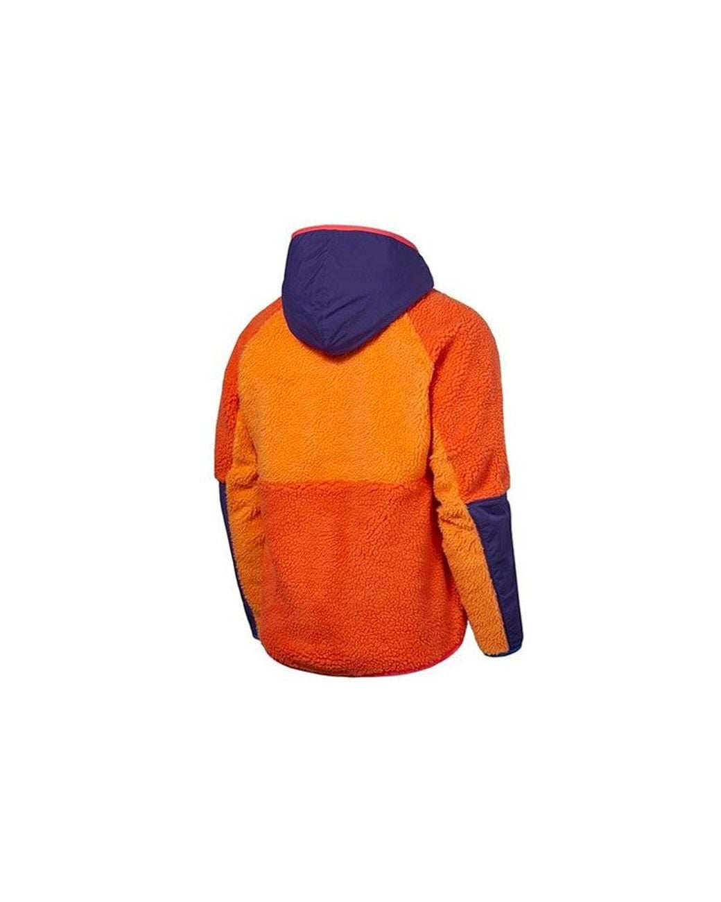 Nike Orange Half Zipper Suede Splicing Colorblock Sports Pullover for men