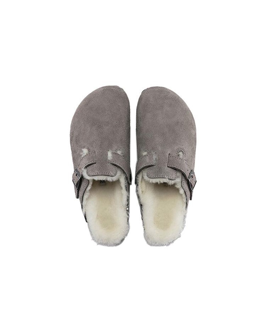 Birkenstock Gray Boston Fur Narrow 'Suede Stone Coin' for men
