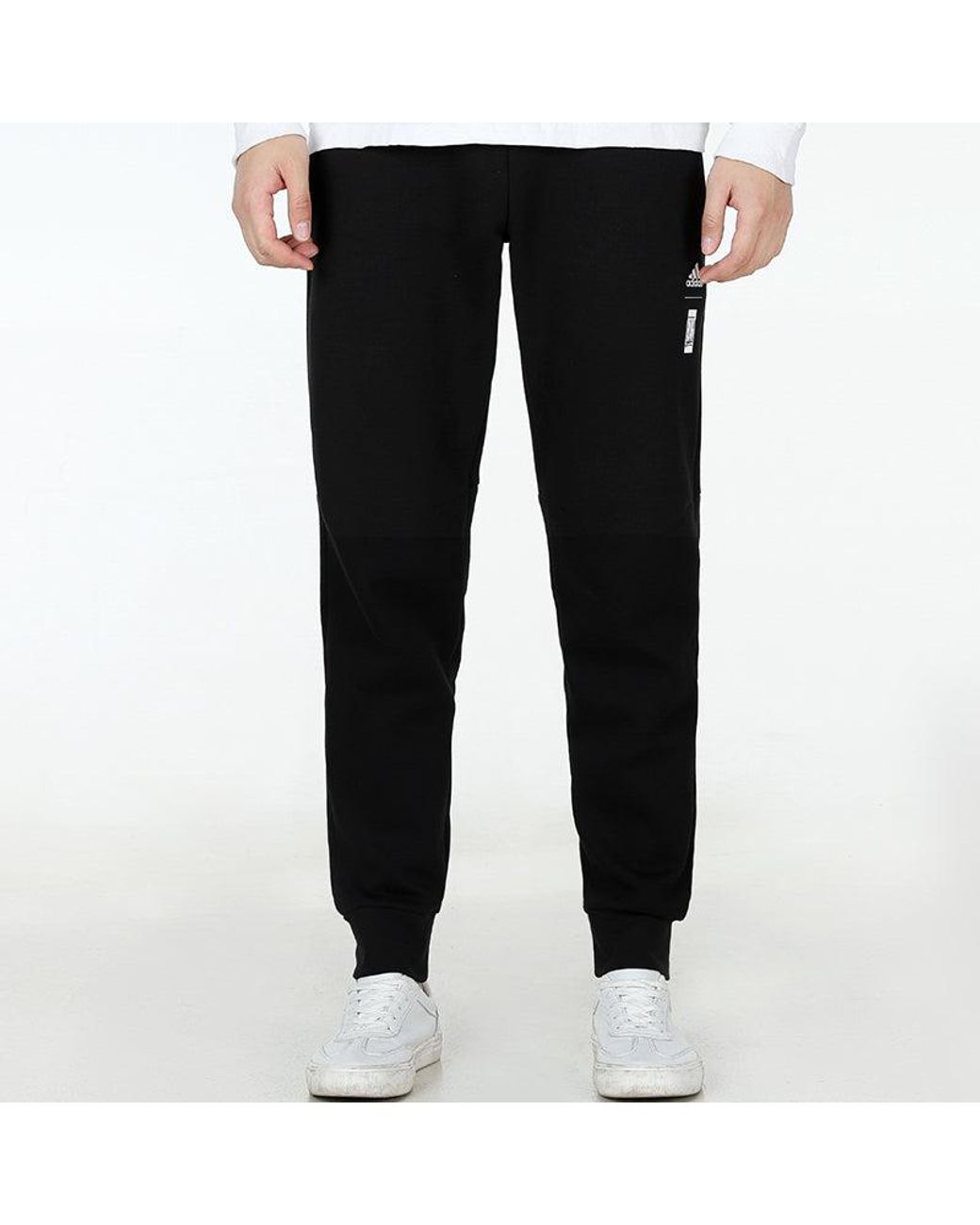Adidas Black Wj Pnt Swt Martial Arts Series Logo Knit Bundle Feet Sports Pants/Trousers/Joggers for men