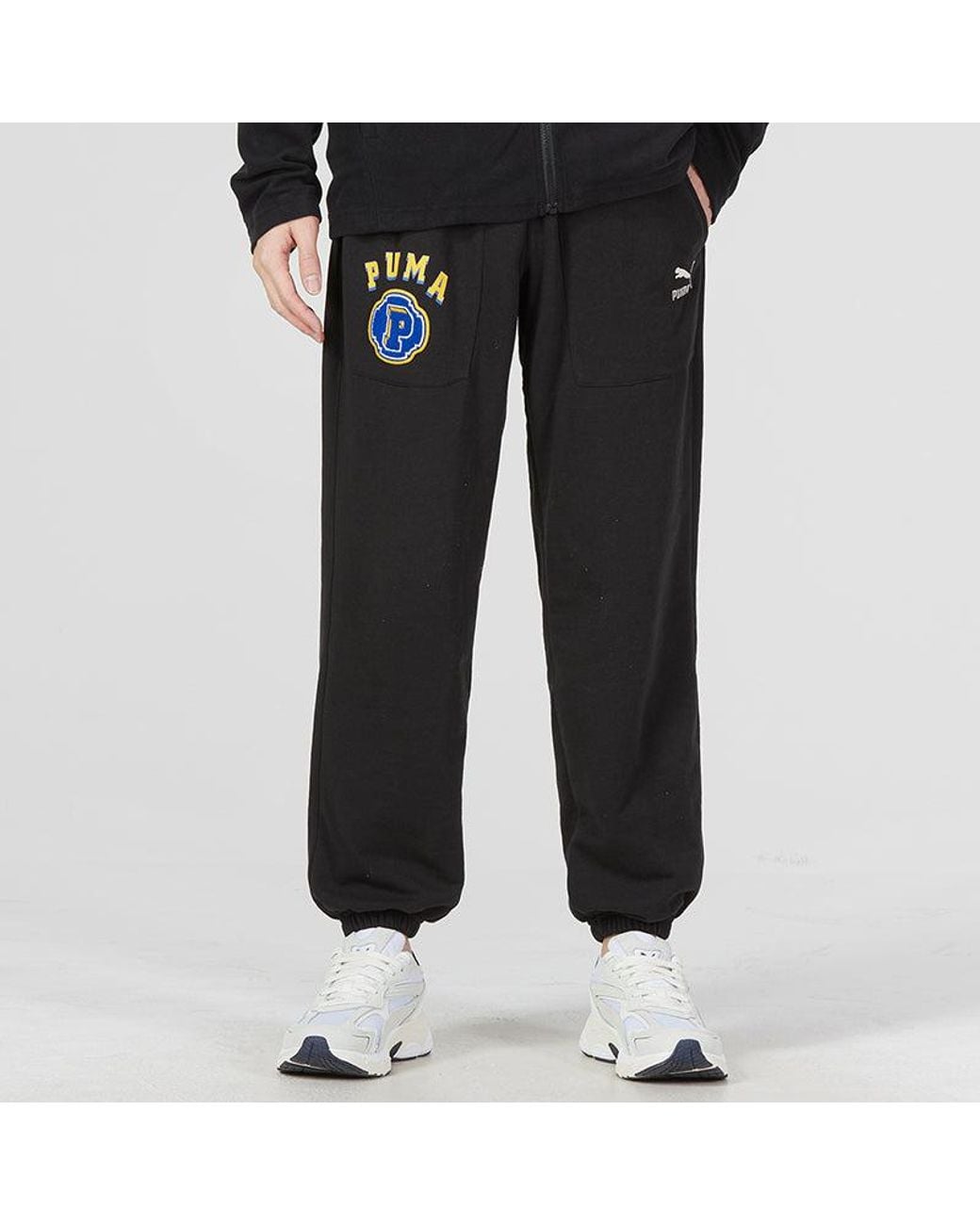 PUMA Black Team Pants Tr Logo Pants for men