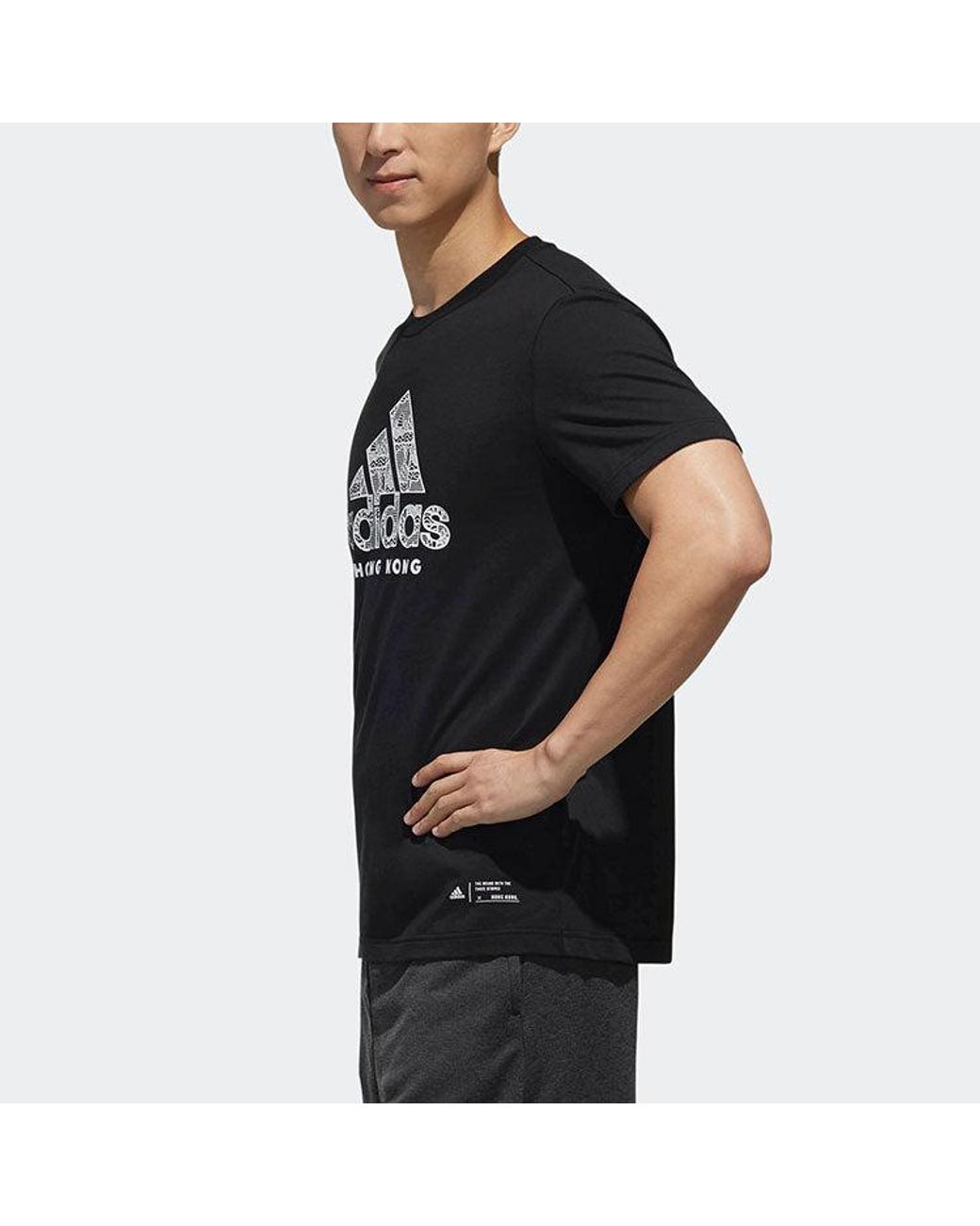 Adidas Black Kc Graphic Casual Printing City Round Neck Short Sleeve for men