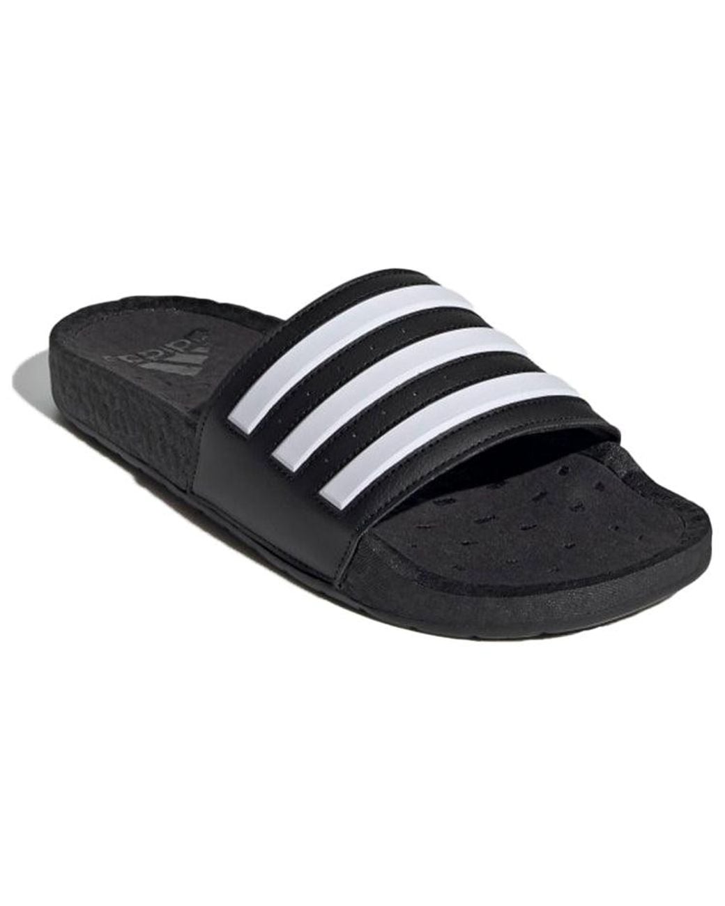 Adidas Black Adilette Boost Slides Stripes' for men