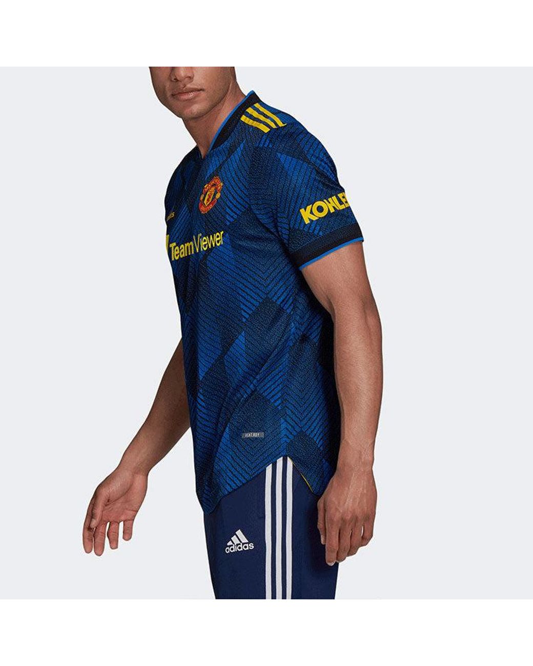 Adidas Blue 21-22 Season Player Edition Soccer/Football Sports Short Sleeve Jersey Manchester United Away for men