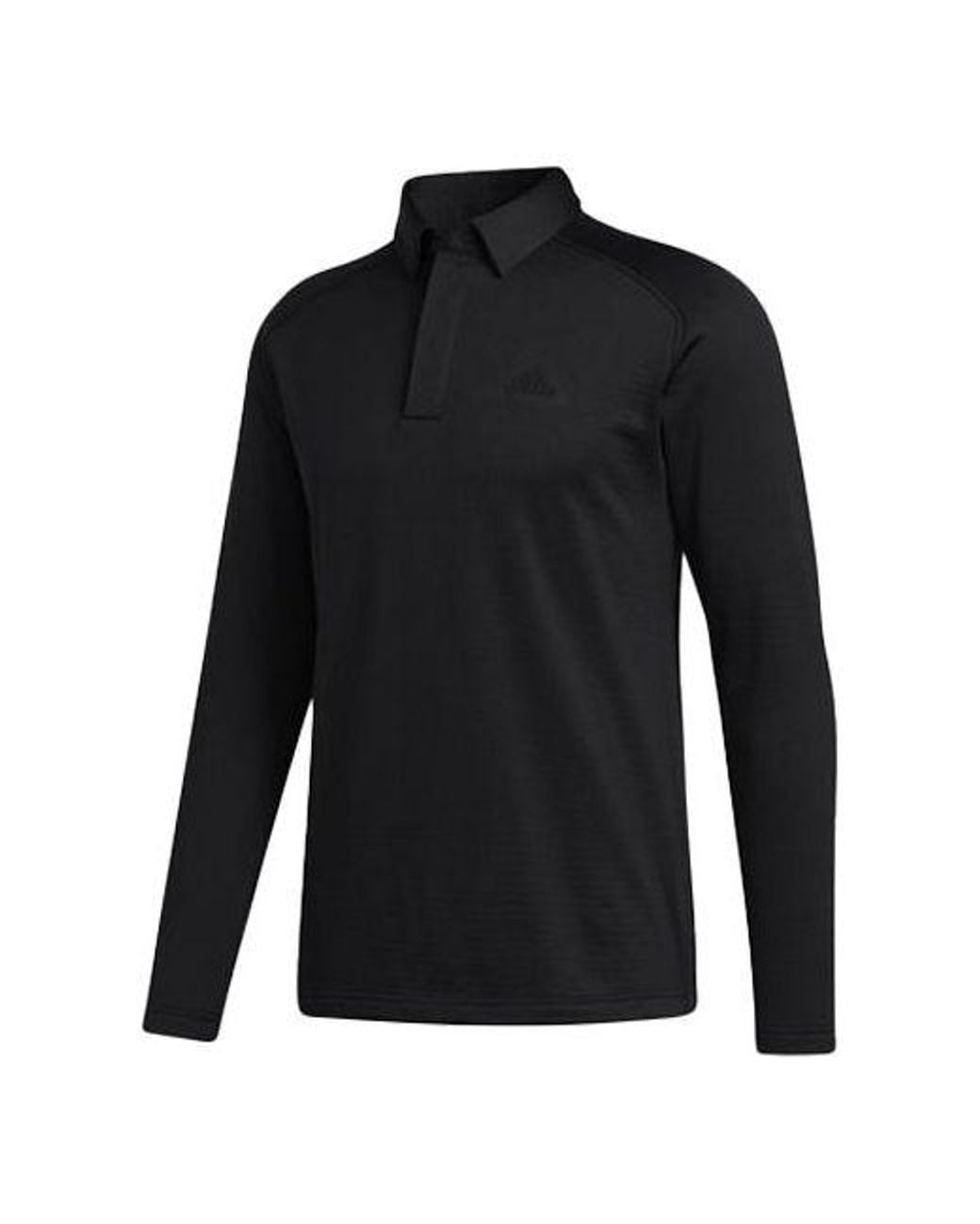 Adidas Black Golf Sports Fleece Long Sleeves Polo for men