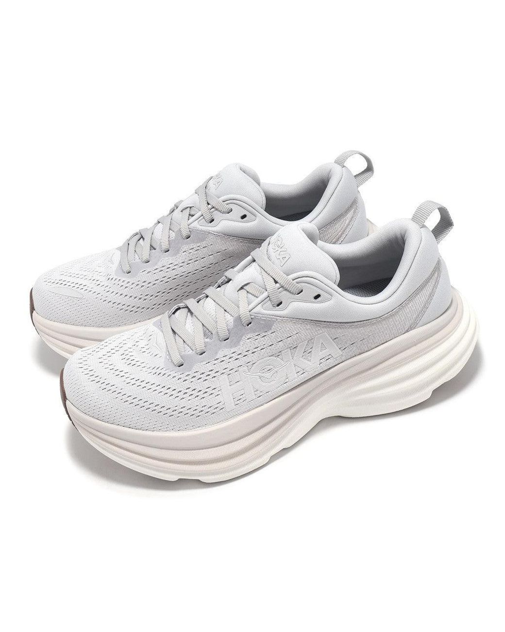 Hoka One One White (Wmns) Bondi 8 'Lunar Rock Nimbus Cloud'