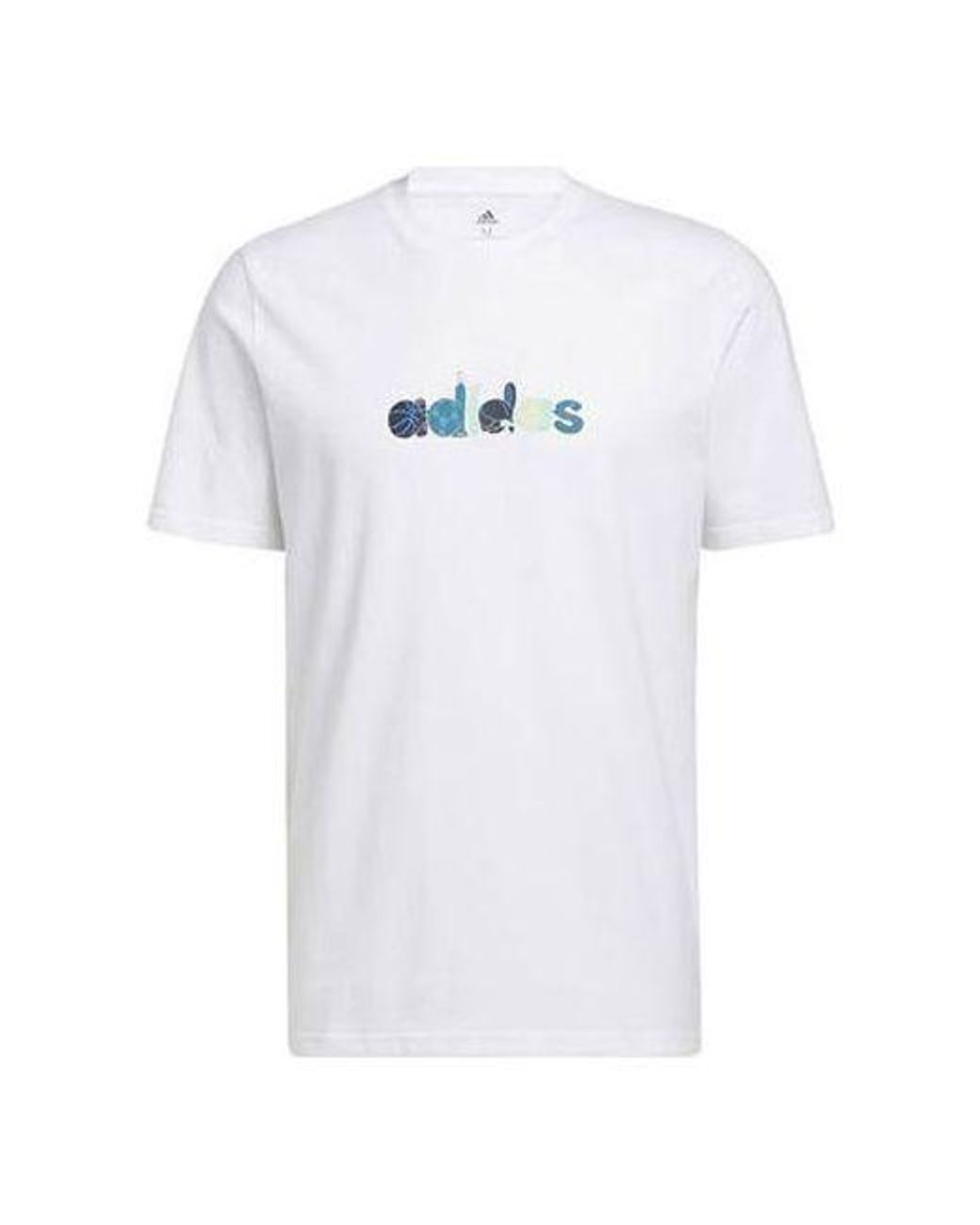 Adidas White Logo Pattern Running Gym Round Neck Short Sleeve for men