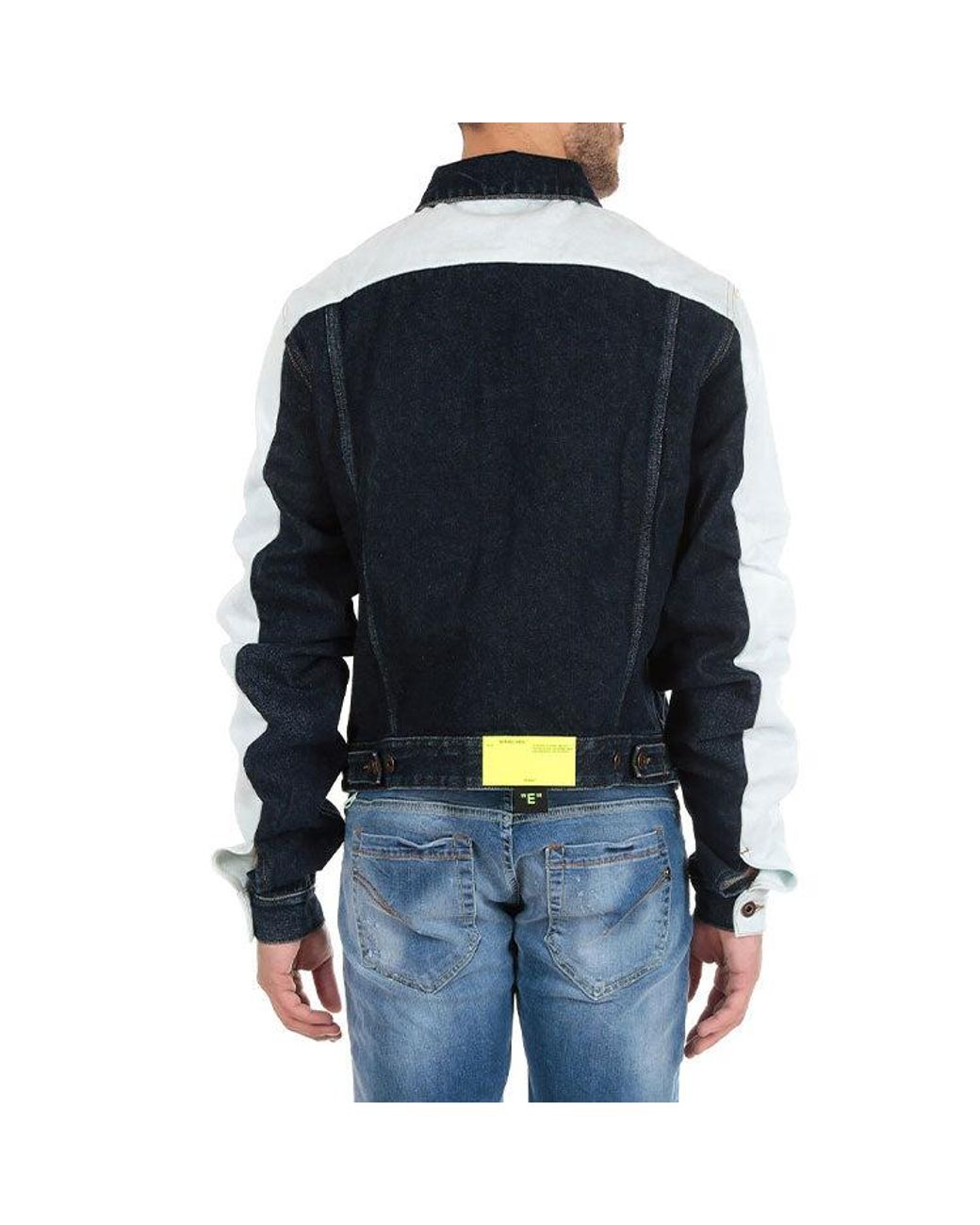 Off-White c/o Virgil Abloh Blue Splicing Sleeve Denim Jacket for men